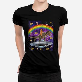 Taco Kitty Rainbow Laser Eye T Rex Riding Space Cat Ladies Tee - Seseable