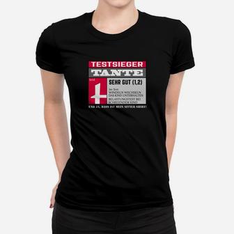 Testsieger Tante Schwarz Frauen Tshirt, Motivdruck Tee für Tanten - Seseable