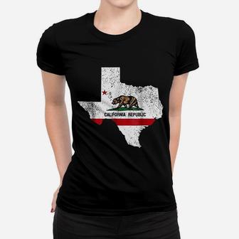 Texas California Flag California Transplant Ladies Tee - Seseable