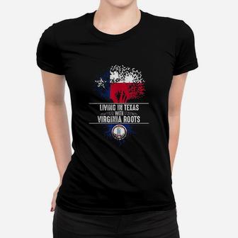 Texas Home Virginia Roots State Tree Flag Love Gift Women T-shirt - Seseable
