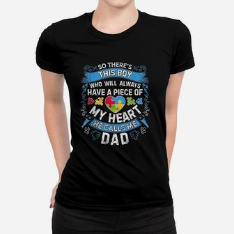 Theres This Boy He Calls Me Dad Autism Awareness Ladies Tee - Seseable