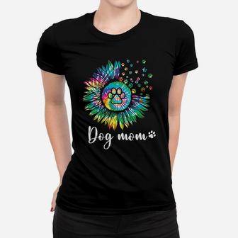 Tie Dye Dog Mom Paw Prints Hippie Sunflower Peace Dog Lovers Women T-shirt - Seseable
