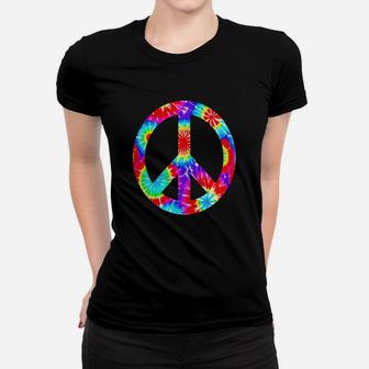 Tie Dye Flower Peace Sign T Shirt Hippy 60s 70s Costume Ladies Tee - Seseable
