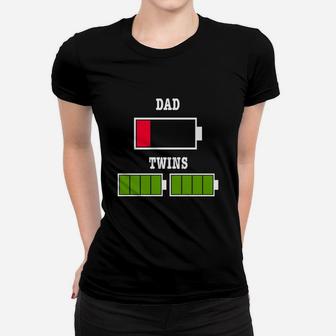 Tired Dad Low Battery Twin Father Fathers Day Xmas Gift Ladies Tee - Seseable
