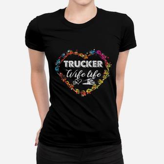 Trucker Wife Life With Trucker Heart Symbol Costume Women T-shirt - Seseable