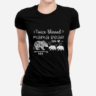 Twice Blessed Mama Bear Mother Of Two Or Twins Ladies Tee - Seseable