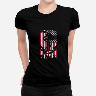 Us Navy Flag With Anchor For Navy Veterans And Soldiers Ladies Tee - Seseable