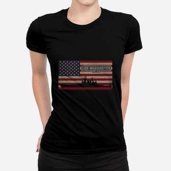 Uss Washington Bb-56 Battleship Vintage Usa American Flag Gifts T-shirt Ladies Tee - Seseable