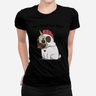 Valentines Day Puppy Can I Steal Your Heart Ladies Tee - Seseable