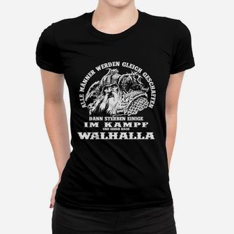 Viking Walhalla-Krieger Schwarzes Frauen Tshirt mit Motto - Seseable