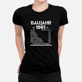 Vintage Baujahr 1961 Frauen Tshirt mit Lustigen Geburtstagssprüchen - Seseable