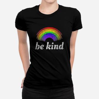 Vintage Be Kind Rainbow Ladies Tee - Seseable