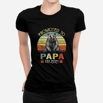 Vintage Bear Promoted To Papa Est 2021 Fathers Day Ladies Tee - Seseable