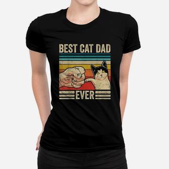Vintage Best Cat Dad Ever Bump Fit Fathers Day Gifts Ladies Tee - Seseable