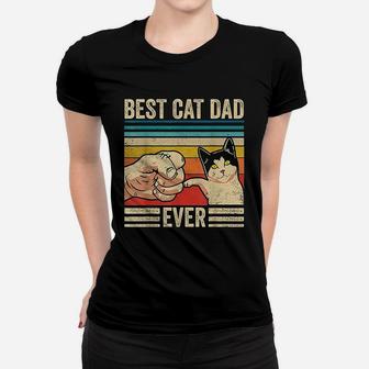 Vintage Best Cat Dad Ever Bump Fit Fathers Day Gifts Ladies Tee - Seseable