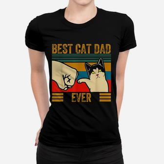 Vintage Best Cat Dad Ever Men Bump Fit Fathers Day Ladies Tee - Seseable