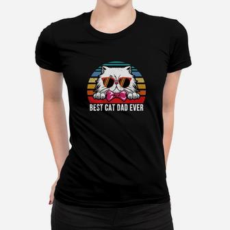 Vintage Best Cat Dad Ever Retro Funny Cat Daddy Father Gift Premium Ladies Tee - Seseable