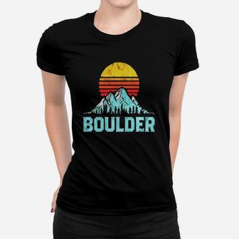 Vintage Boulder, Colorado Retro Distressed Mountains Tee Ladies Tee - Seseable