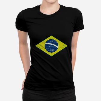 Vintage Brazil Flag Retro Style Brazilian Ladies Tee - Seseable