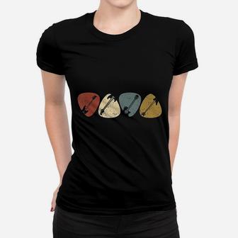 Vintage Guitar Pick Retro Guitarists Bassist Gifts Ladies Tee - Seseable