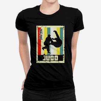 Vintage Style Judo Silhouette - Japanese Symbol Tee Shirt Ladies Tee - Seseable