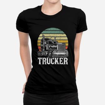 Vintage Trucker Big Rig Semi-trailer Truck Driver Gift Ladies Tee