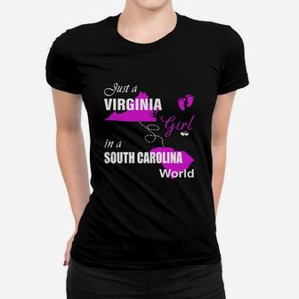 Virginia Girl In South Carolina Shirts Virginia Girl Tshirt,south Carolina Girl T-shirt,south Carolina Girl Tshirt,virginia Girl In South Carolina Shirts Ladies Tee - Seseable