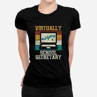 Virtually Awesome School Secretary Vintage Retro Ladies Tee - Seseable
