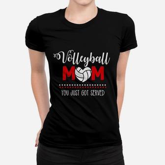 Volleyball Mom Game Red Girl Sports Heart Ball Gift Ladies Tee - Seseable