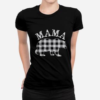 White Plaid Mama Bear Buffalo Matching Family Pajama Ladies Tee - Seseable