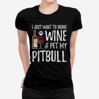 Wine And Pitbull For Pitbull Dog Mom Ladies Tee - Seseable