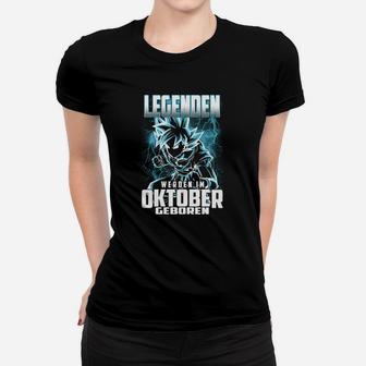 Wolf Design Legenden Oktober Geburtstags-Frauen Tshirt - Seseable