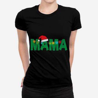 Women Mama Christmas Santa Family Matching Pajamas Gift Tsh Ladies Tee - Seseable