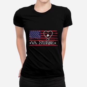 Womens American Flag Va Nurse 4th Of July Ladies Tee - Seseable