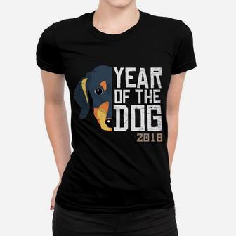Year Of The Dog 2018 Dachshund Weiner Dog Breed Ladies Tee - Seseable
