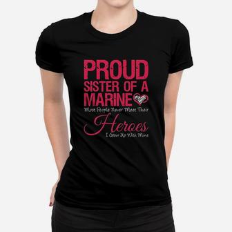 Yonabb Proud Sister Of A Army Marine Heroes Ladies Tee - Seseable
