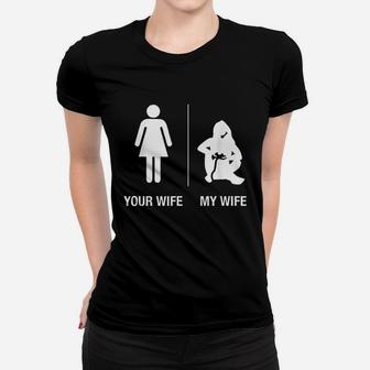 Your Wife My Wife Gamer Funny Gaming Husband Ladies Tee - Seseable