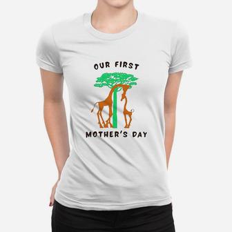 1st Mothers Day Tree Giraffe Animal Lover First Mothers Day Ladies Tee - Seseable