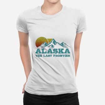 Alaska The Last Frontier Vintage Mountains Sunset Souvenir Ladies Tee - Seseable