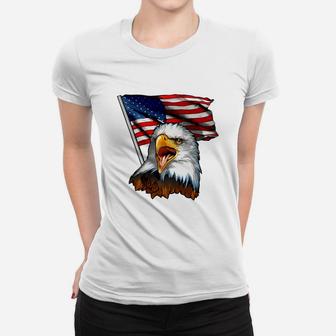America - Eagle And Flag Ladies Tee - Seseable