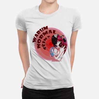 Anime-Style Grafik Frauen Tshirt Warum Normal Sein?, Trendiger Slogan Tee - Seseable