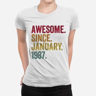 Awesome Since January 1987 34th Birthday Gift Retro Vintage Ladies Tee - Seseable