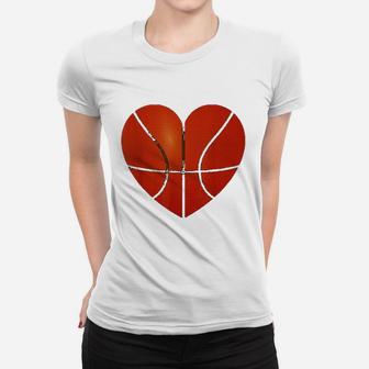 Basketball Heart Valentine Day Teacher Ladies Tee - Seseable