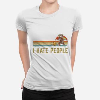 Bear Camping I Hate People Bear Drinking Outdoor Lover Ladies Tee - Seseable
