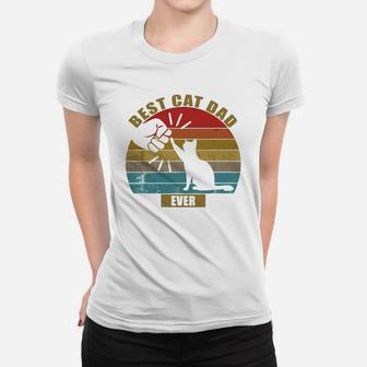 Best Cat Dad Ever Gift Paw Fist Bump Ladies Tee - Seseable