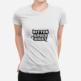 Bitter Boss Biest Statement Frauen Tshirt in Weiß, Lustiges Damen Tee - Seseable