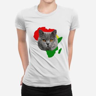 Black History Month African Map British Shorthair Gift For Pet Lovers Proud Black Ladies Tee - Seseable
