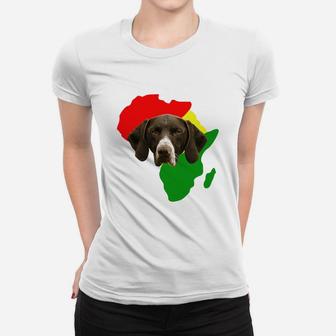 Black History Month African Map German Shorthair Pointer Gift For Pet Lovers Proud Black Ladies Tee - Seseable