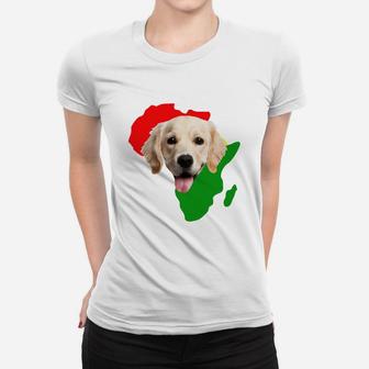 Black History Month African Map Golden Retriever Gift For Pet Lovers Proud Black Ladies Tee - Seseable