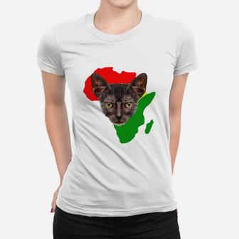 Black History Month African Map Lykoi Gift For Pet Lovers Proud Black Ladies Tee - Seseable
